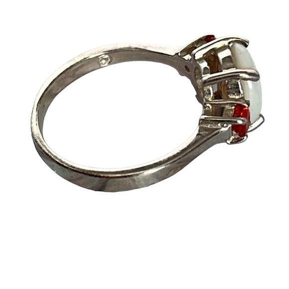 Sterling Silver Lab Created Opal & Citrine Ring. Pre Owned size 8 - Picture 2 of 5